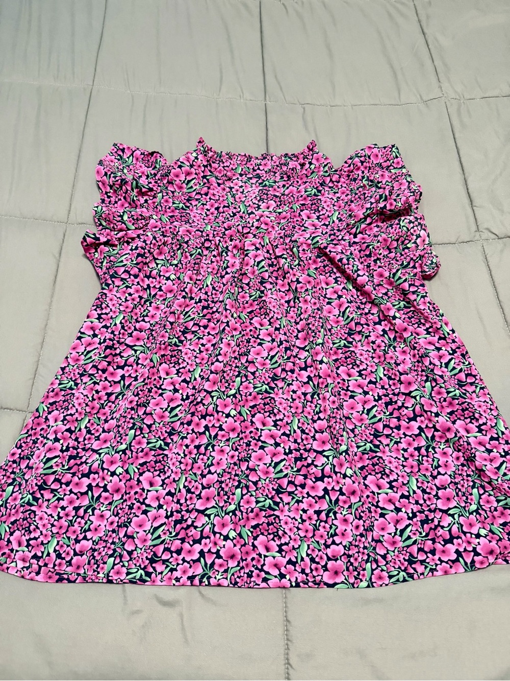 Pink Floral V neck top